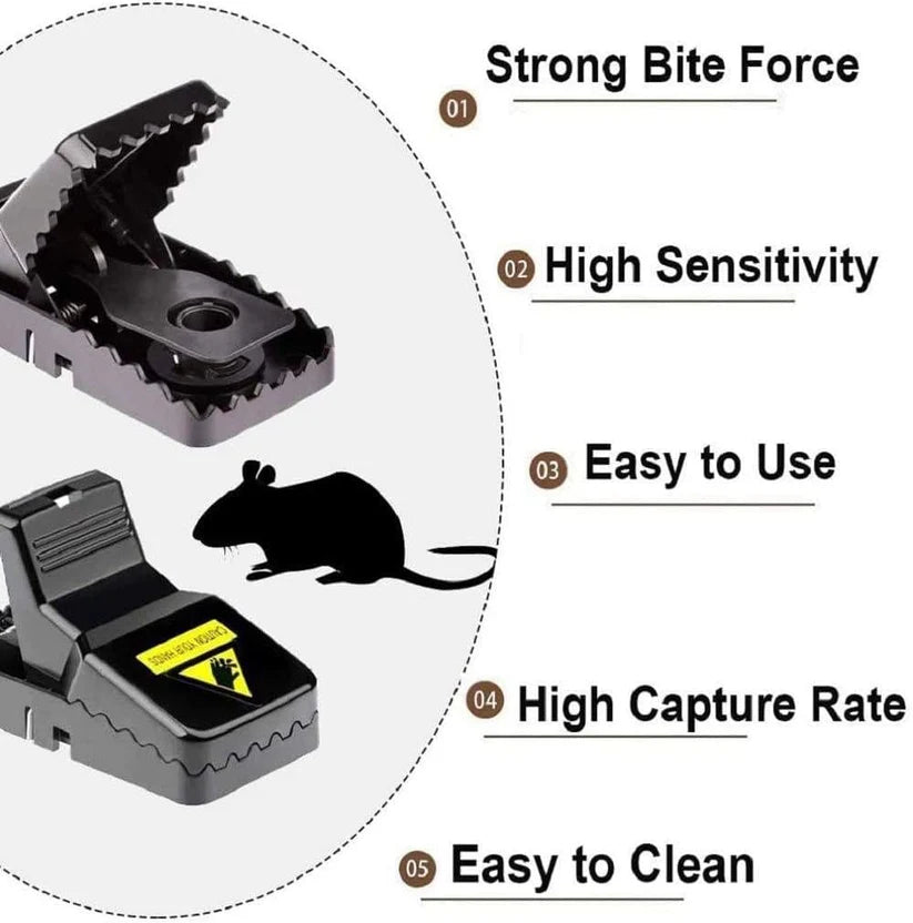 Heavy-Duty Black Mouse Trap 🐭 Safe, Reusable & Powerful Grip