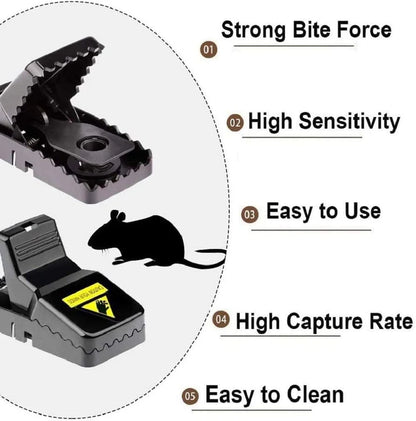 Heavy-Duty Black Mouse Trap 🐭 Safe, Reusable & Powerful Grip