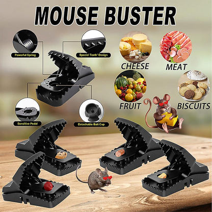 Heavy-Duty Black Mouse Trap 🐭 Safe, Reusable & Powerful Grip