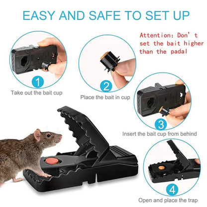 Heavy-Duty Black Mouse Trap 🐭 Safe, Reusable & Powerful Grip