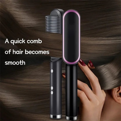 2-in-1 Hair Straightener Brush | Easy Styling for Silky Hair