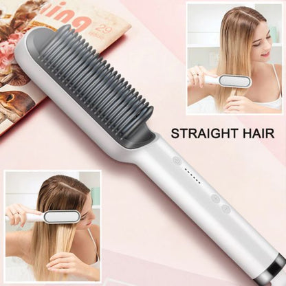 2-in-1 Hair Straightener Brush | Easy Styling for Silky Hair