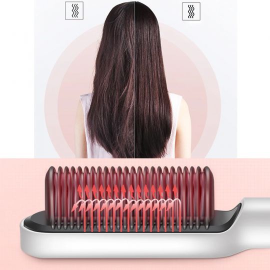 2-in-1 Hair Straightener Brush | Easy Styling for Silky Hair